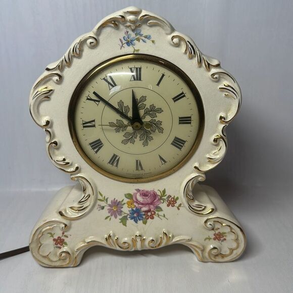 Vintage Bradley-Rogers Stafford China Electric Mantel Clock Beautiful 9" X 7" - Picture 1 of 9